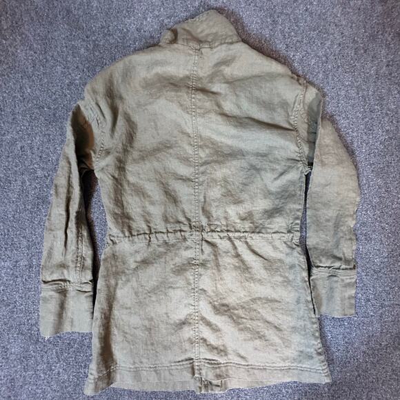 Avec Les Filles Military Army Style Linen Jacket Olive Green Women's Size S - Picture 6 of 9